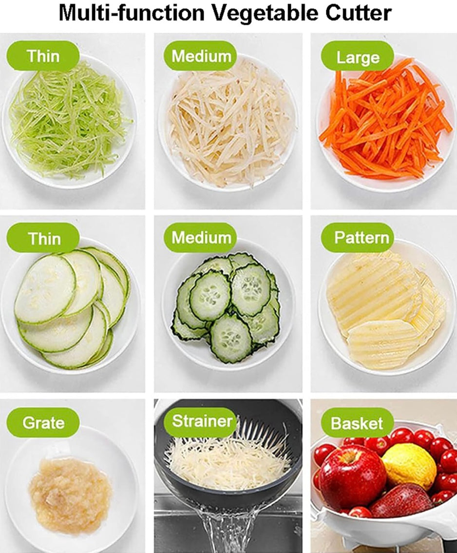 Zenlo™️ 9 In 1 Vegetable Cutter With Drain Basket