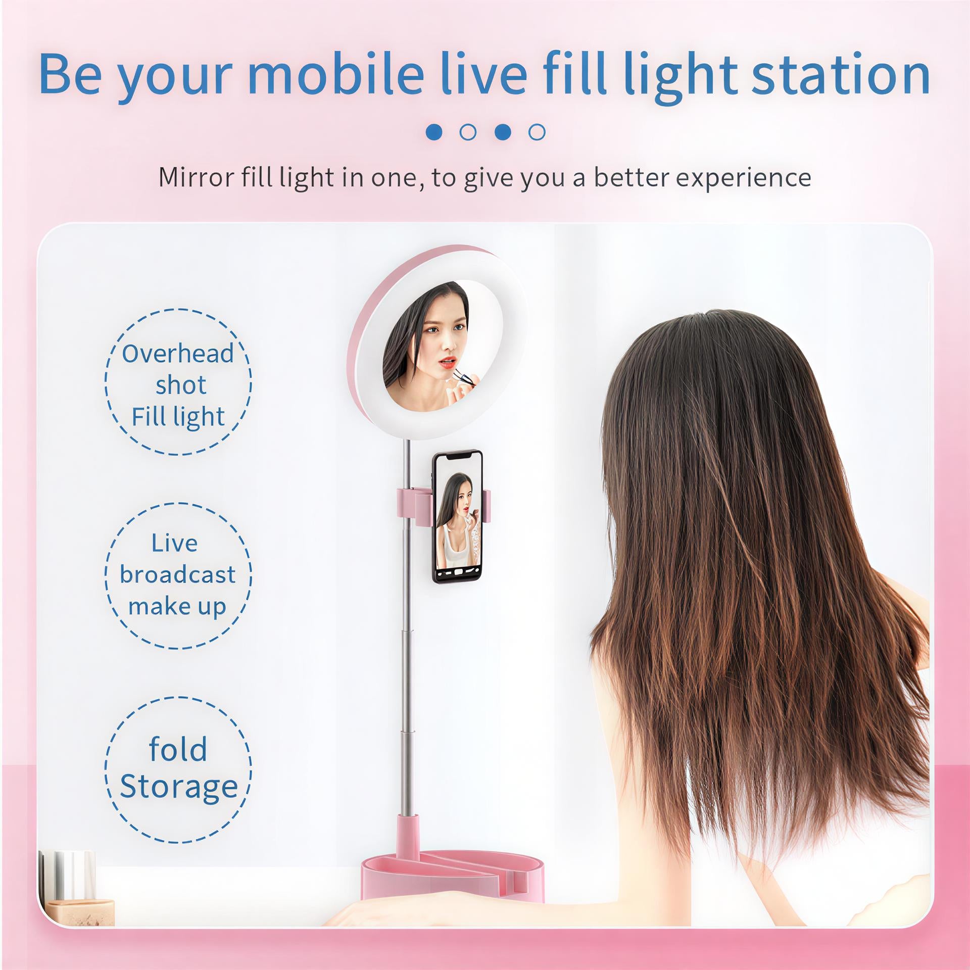 Zenlo™️ 3 in 1 Adjustable Makeup Storage Stand With LED Mirror & Phone Holder