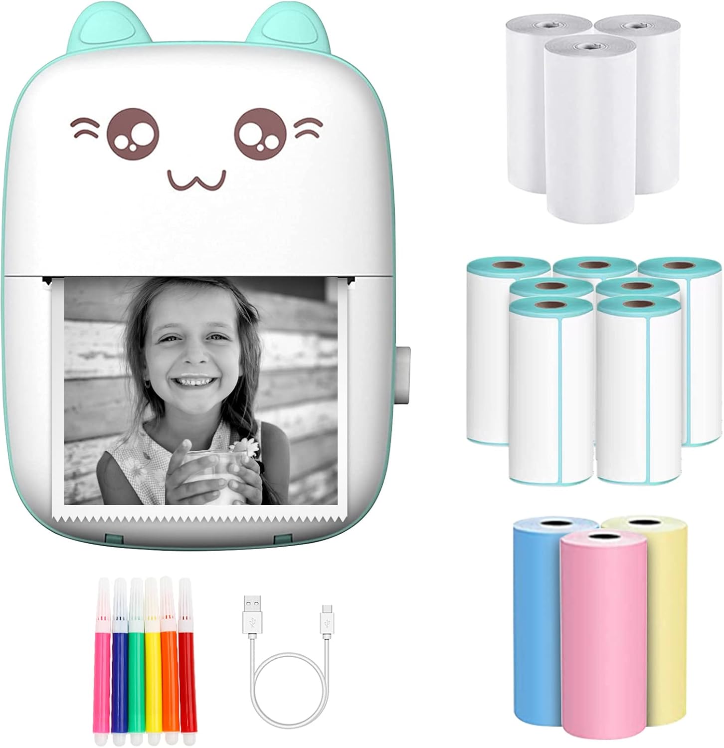 Zenlo™️ Wireless Bluetooth Mini Thermal Sticker Printer (With 4 Rolling Papers)