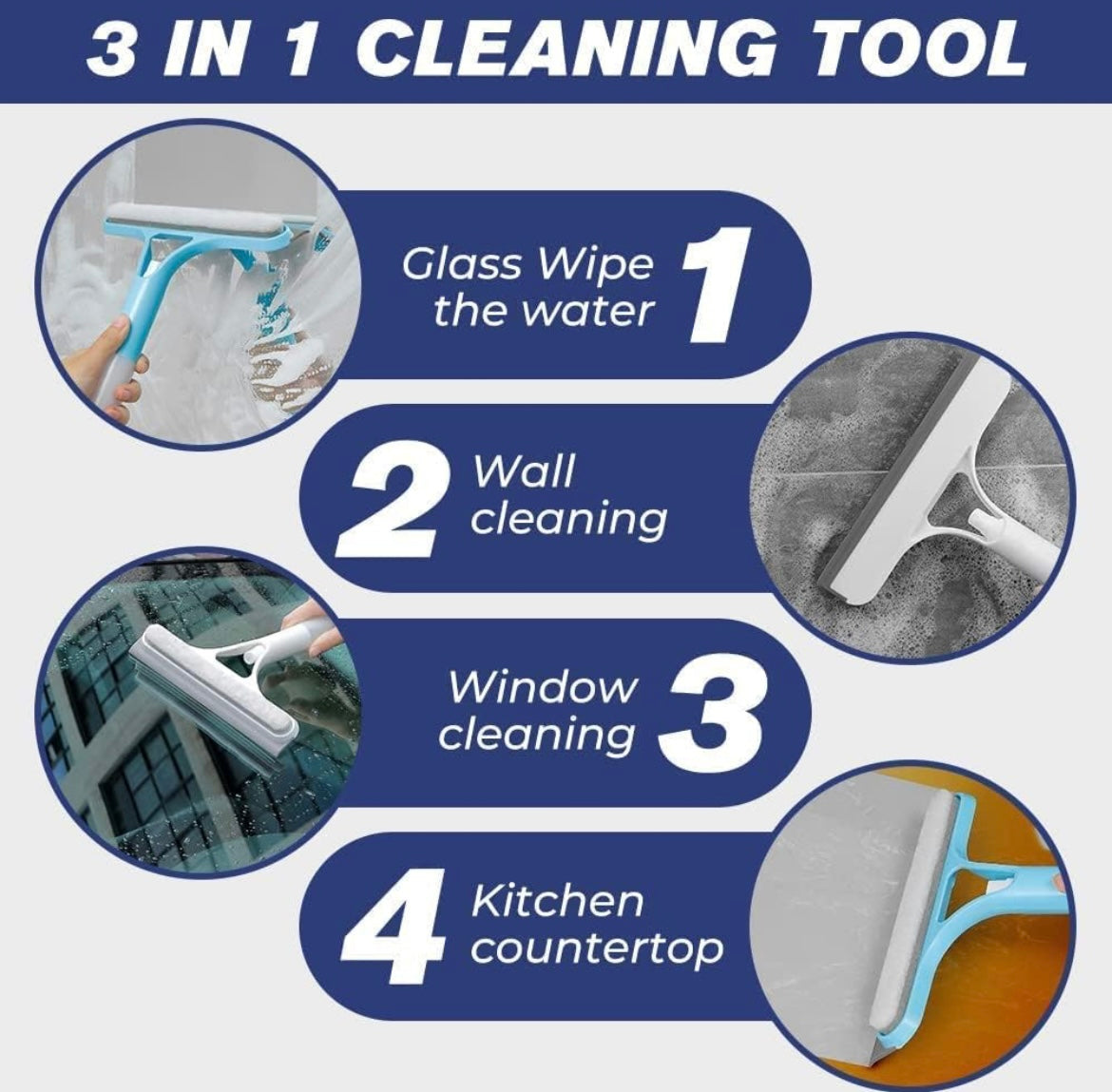 Zenlo™️ 3 in 1 Double Faced Glass & Window Cleaner With Spray Bottle