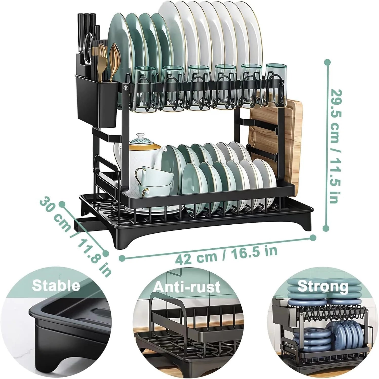 Zenlo™️ 6 in 1 Stainless Steel  Dish Drainer With Drip Tray (With 1 Year Warranty)