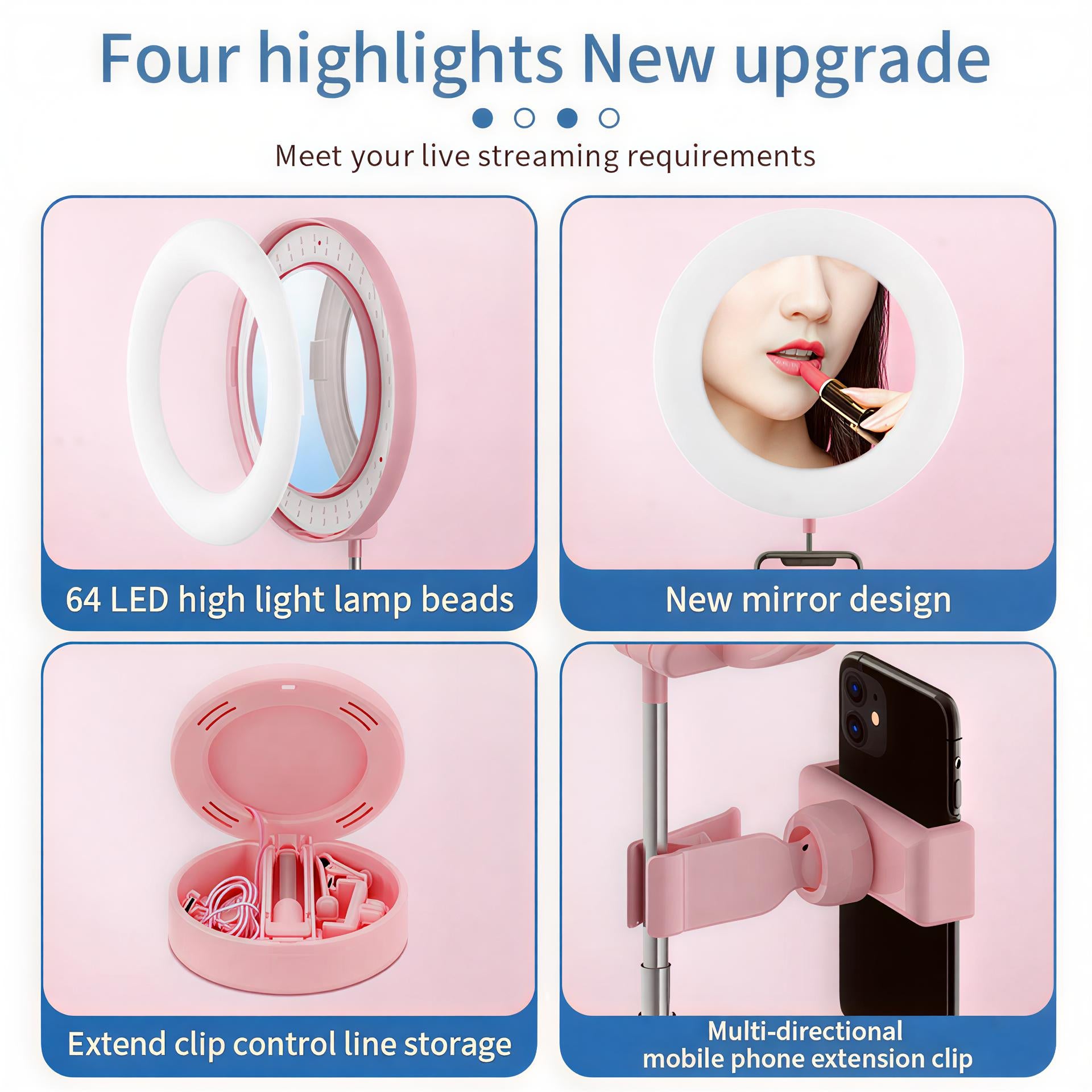Zenlo™️ 3 in 1 Adjustable Makeup Storage Stand With LED Mirror & Phone Holder