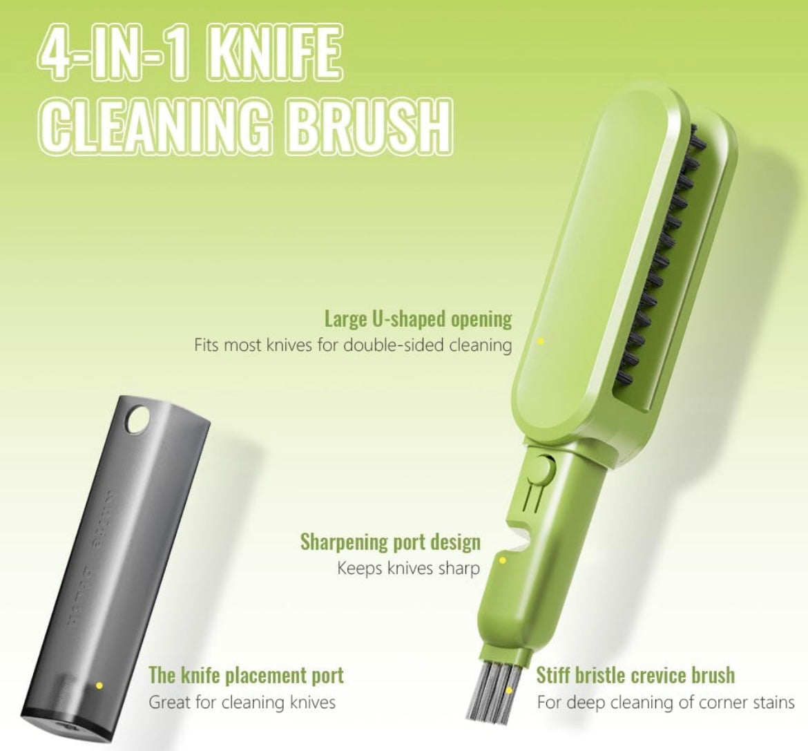 Zenlo™️ New 4 in 1 Cutlery Brush Cleaner & Knife Sharpener