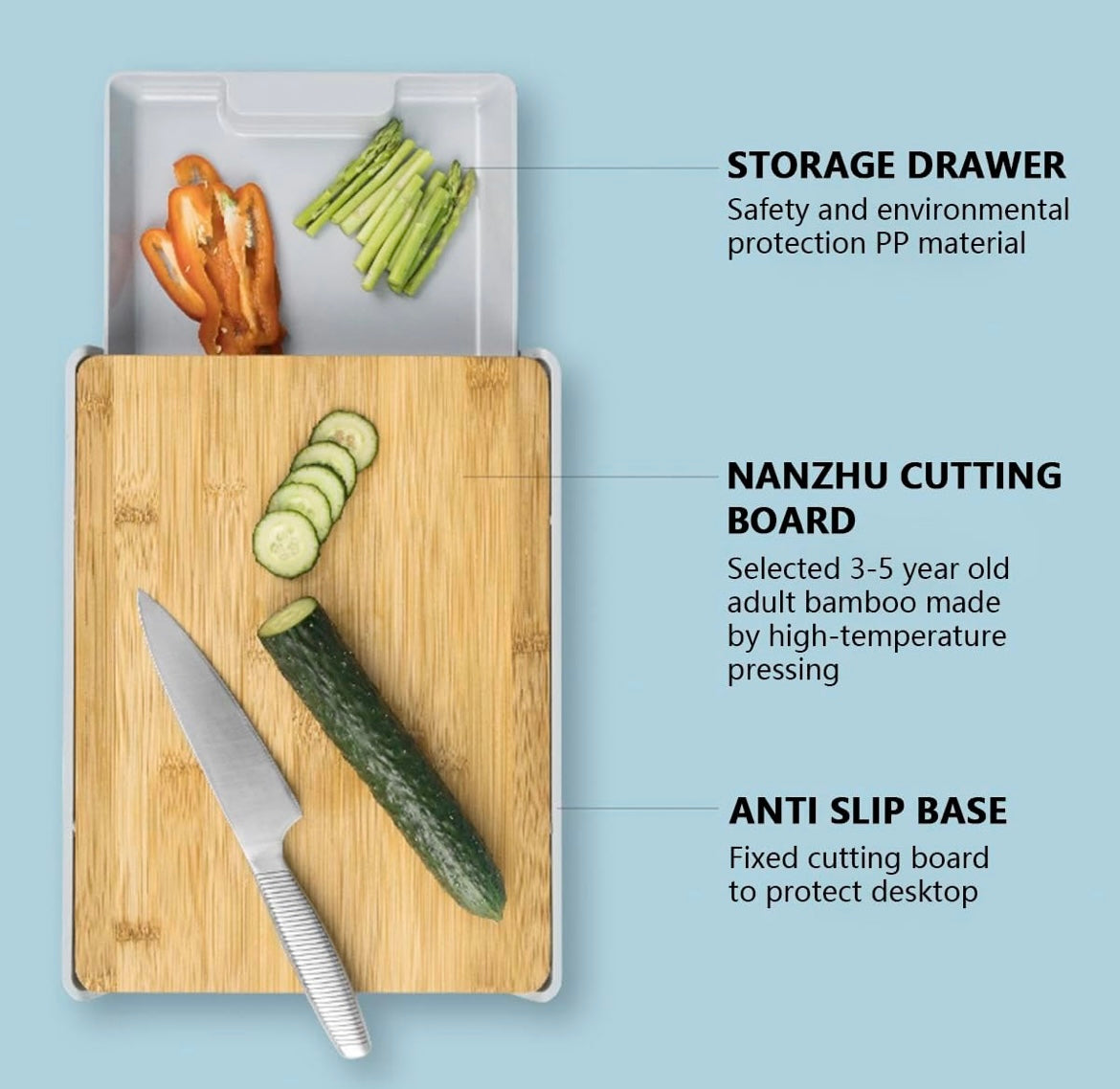 Zenlo™️ Bamboo Cutting Board With Slide Drawer